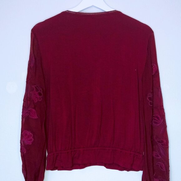 ANTHROPOLOGIE Floral Embroidered Lace long Sleeve Top Blouse - Picture 8 of 16